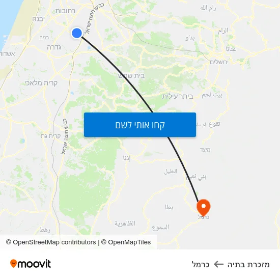 מפת מזכרת בתיה לכרמל