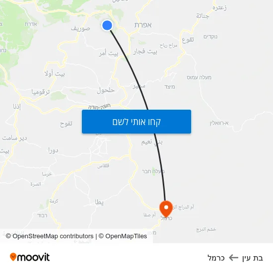 מפת בת עין לכרמל