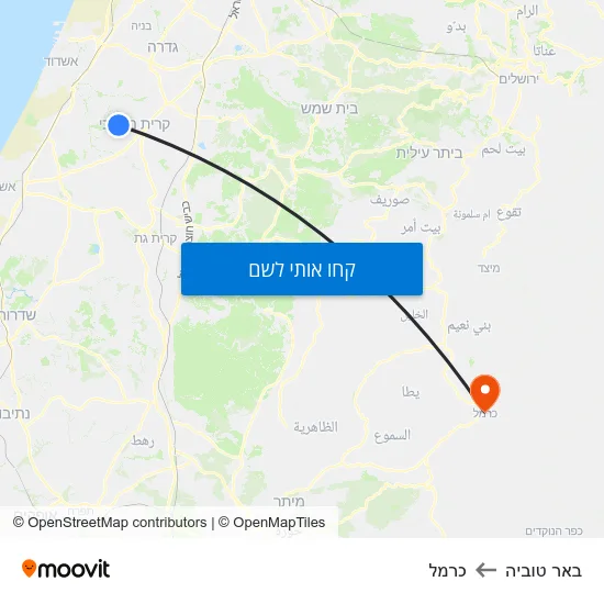 מפת באר טוביה לכרמל