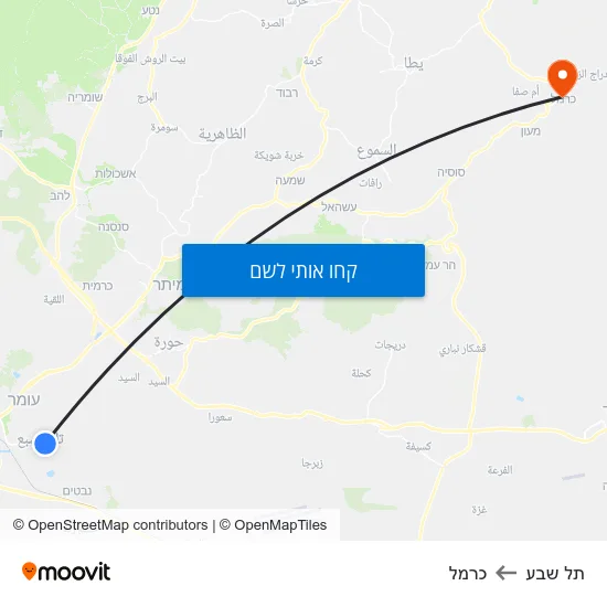 מפת תל שבע לכרמל