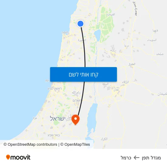 מפת מגדל תפן לכרמל