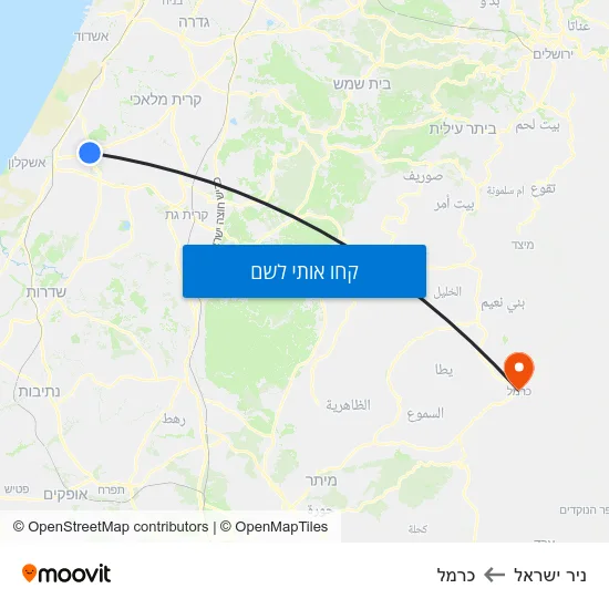מפת ניר ישראל לכרמל