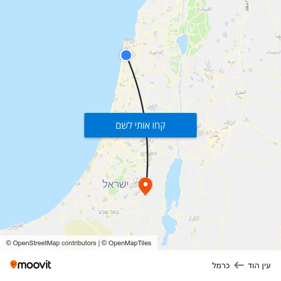 מפת עין הוד לכרמל