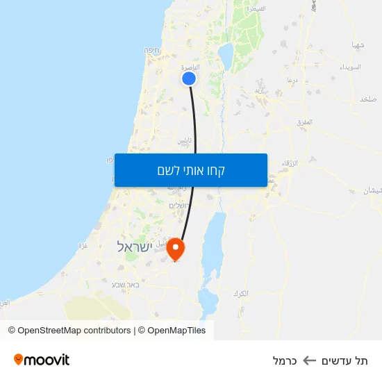 מפת תל עדשים לכרמל