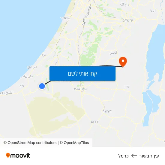 מפת עין הבשור לכרמל