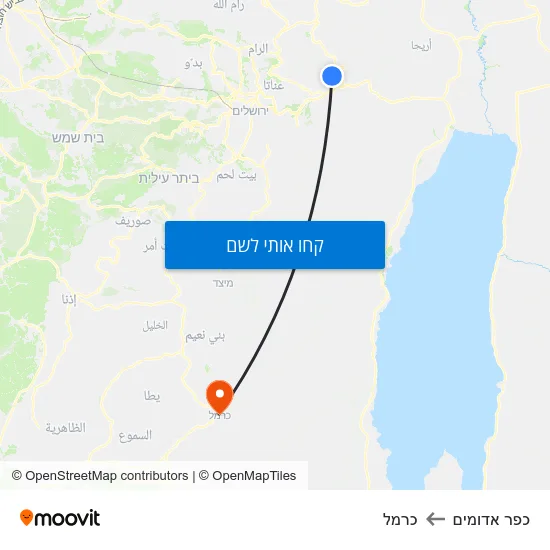 מפת כפר אדומים לכרמל