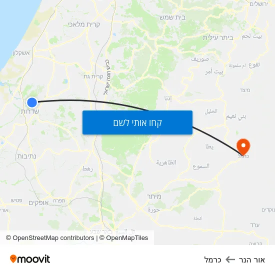 מפת אור הנר לכרמל