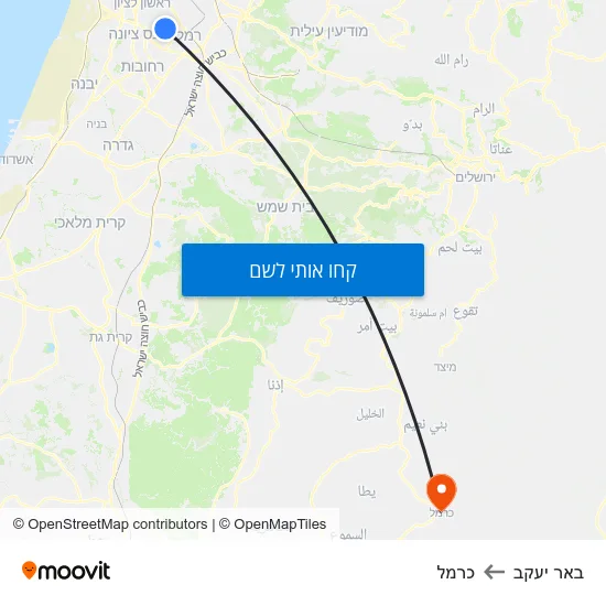 מפת באר יעקב לכרמל