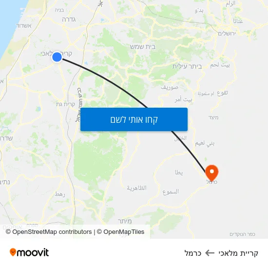 מפת קריית מלאכי לכרמל