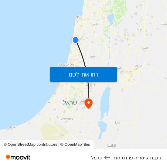 מפת רכבת קיסריה פרדס חנה לכרמל