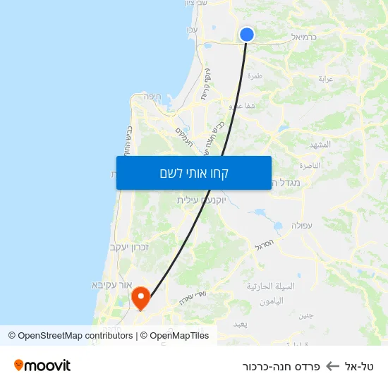 מפת טל-אל לפרדס חנה-כרכור