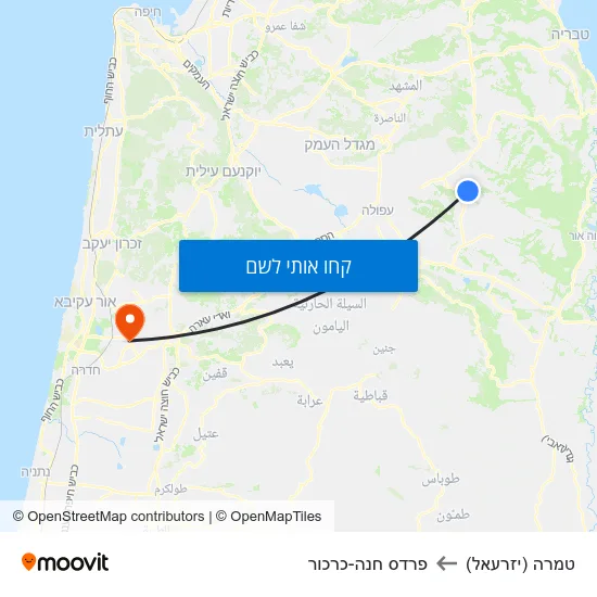מפת טמרה (יזרעאל) לפרדס חנה-כרכור