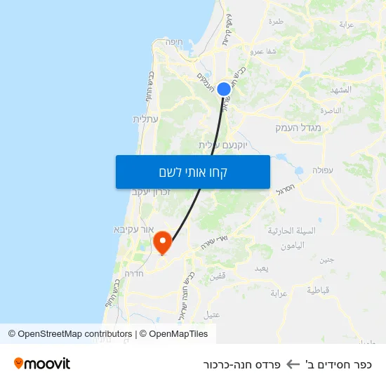 מפת כפר חסידים ב' לפרדס חנה-כרכור
