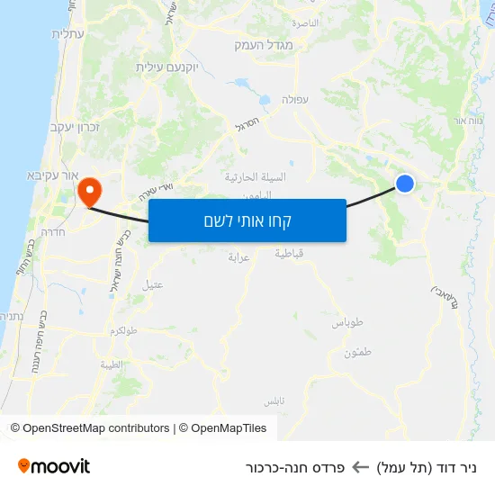 מפת ניר דוד (תל עמל) לפרדס חנה-כרכור