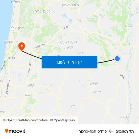 מפת תל תאומים לפרדס חנה-כרכור
