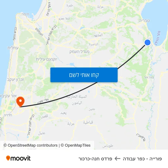 מפת פורייה - כפר עבודה לפרדס חנה-כרכור