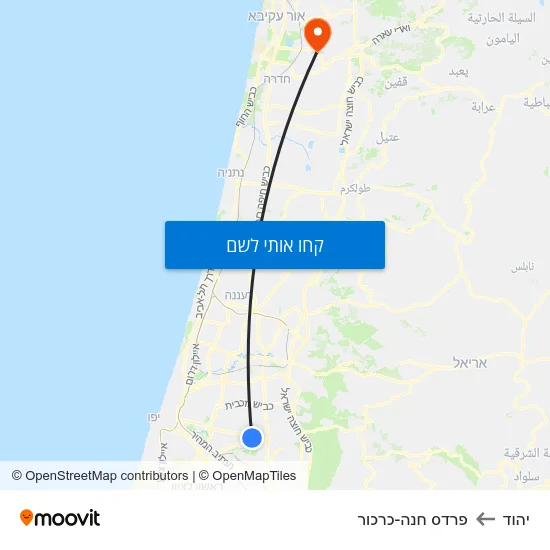 מפת יהוד לפרדס חנה-כרכור