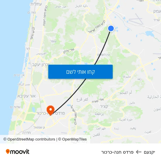 מפת יקנעם לפרדס חנה-כרכור