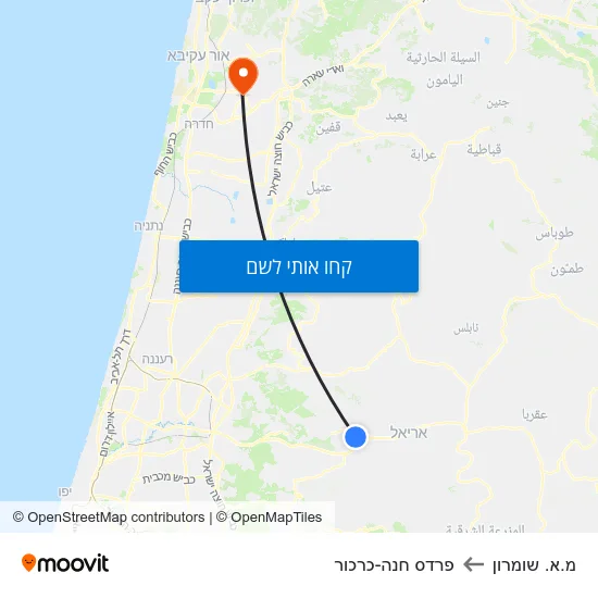מפת מ.א. שומרון לפרדס חנה-כרכור
