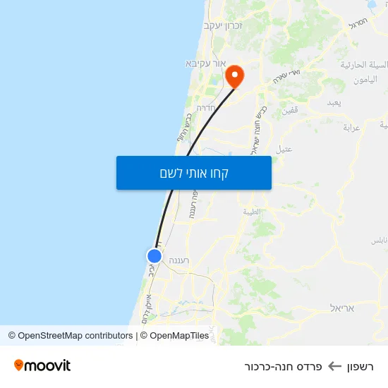 מפת רשפון לפרדס חנה-כרכור