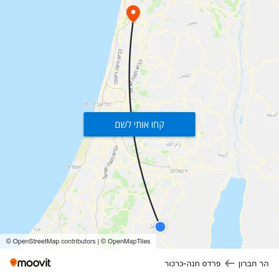 מפת הר חברון לפרדס חנה-כרכור