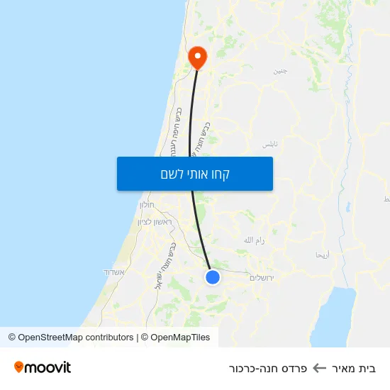 מפת בית מאיר לפרדס חנה-כרכור