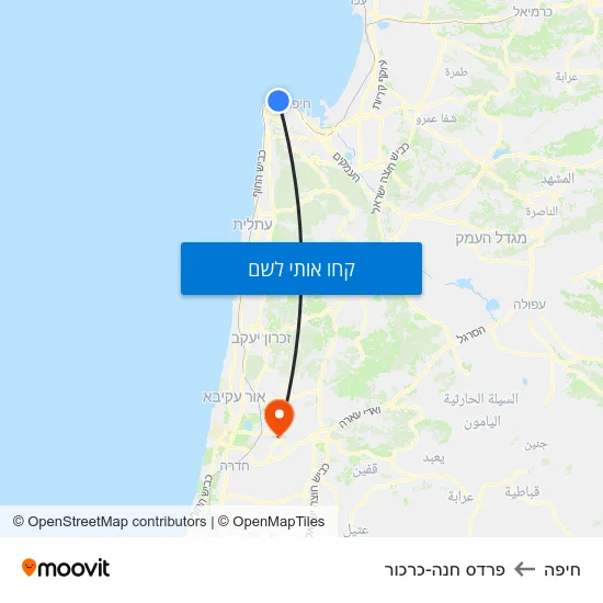 מפת חיפה לפרדס חנה-כרכור