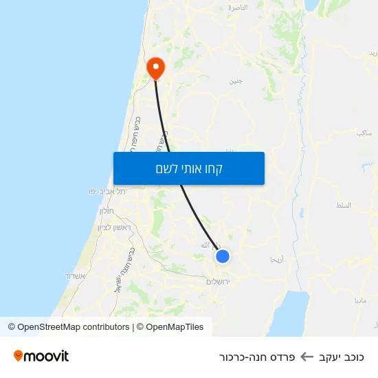 מפת כוכב יעקב לפרדס חנה-כרכור