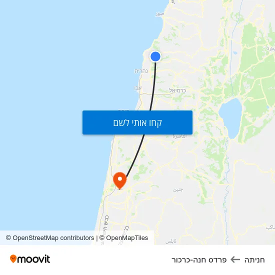 מפת חניתה לפרדס חנה-כרכור