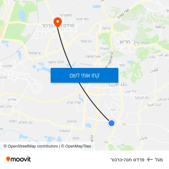 מפת מגל לפרדס חנה-כרכור