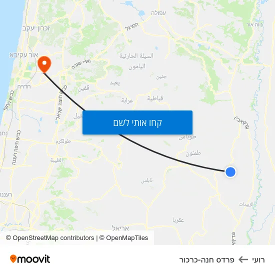 מפת רועי לפרדס חנה-כרכור