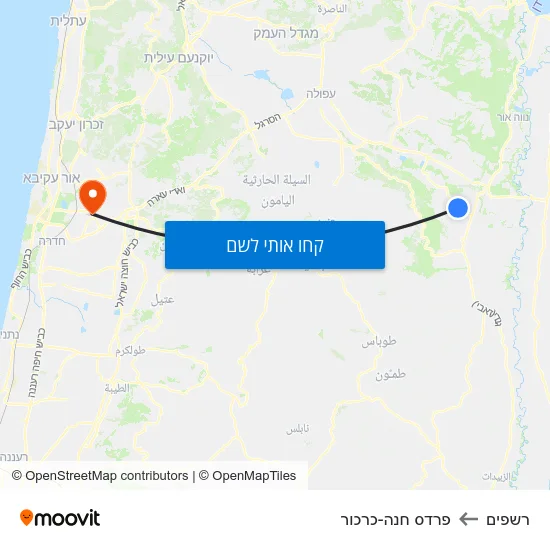 מפת רשפים לפרדס חנה-כרכור