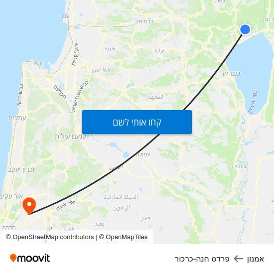 מפת אמנון לפרדס חנה-כרכור