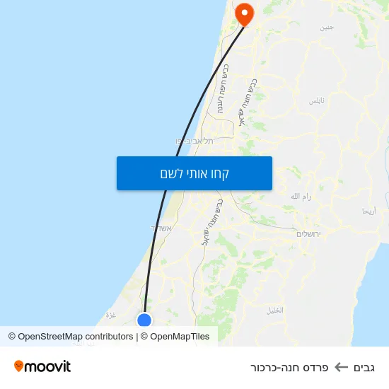 מפת גבים לפרדס חנה-כרכור