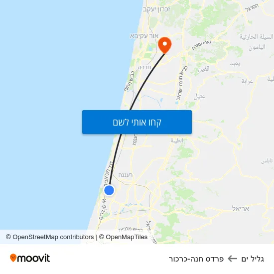 מפת גליל ים לפרדס חנה-כרכור