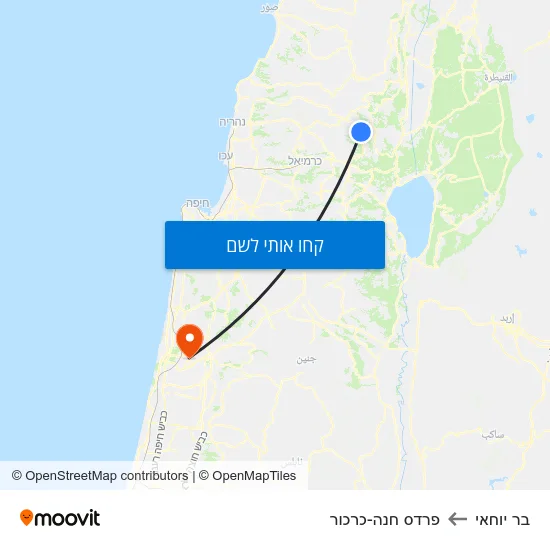 מפת בר יוחאי לפרדס חנה-כרכור