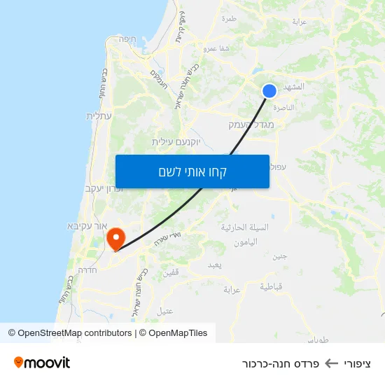 מפת ציפורי לפרדס חנה-כרכור