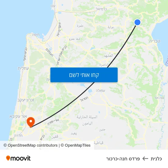 מפת כלנית לפרדס חנה-כרכור