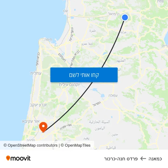 מפת כמאנה לפרדס חנה-כרכור