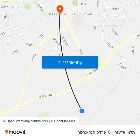 מפת תלמי אלעזר לפרדס חנה-כרכור