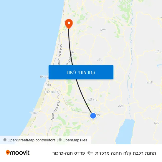מפת תחנת רכבת קלה תחנה מרכזית לפרדס חנה-כרכור