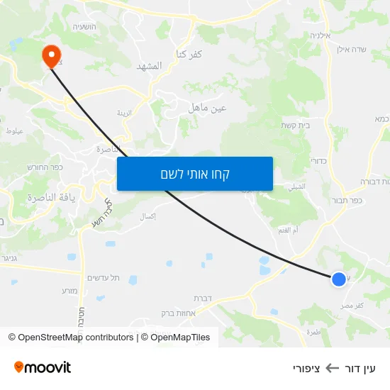 מפת עין דור לציפורי