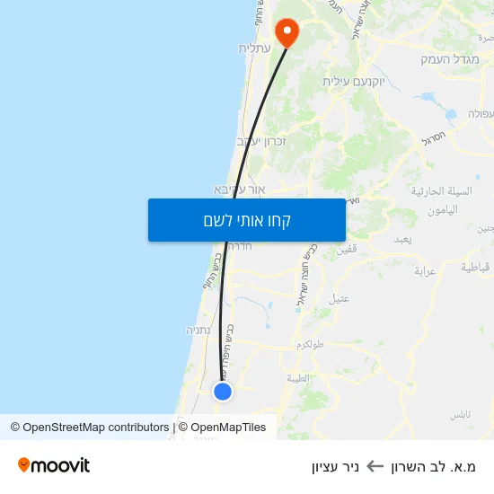 מפת מ.א. לב השרון לניר עציון