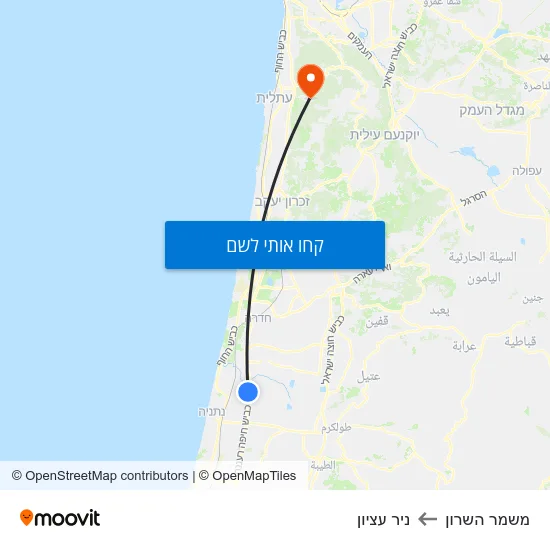 מפת משמר השרון לניר עציון
