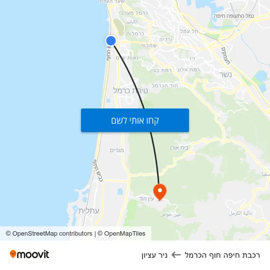 מפת רכבת חיפה חוף הכרמל לניר עציון