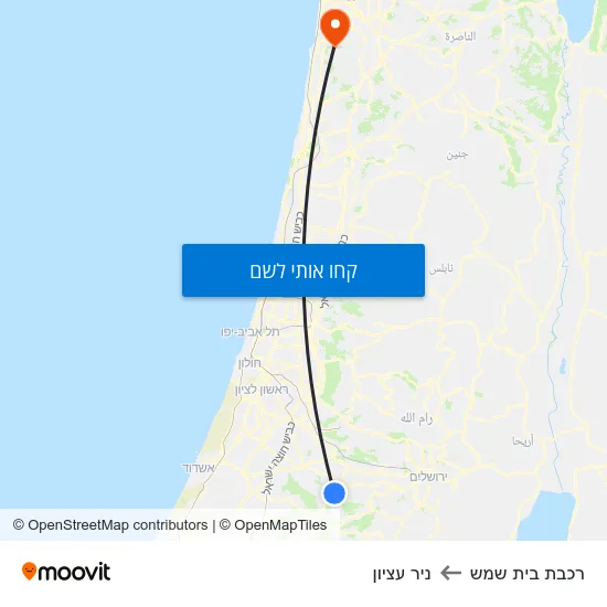 מפת רכבת בית שמש לניר עציון