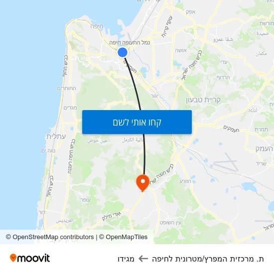 מפת ת. מרכזית המפרץ/מטרונית לחיפה למגידו