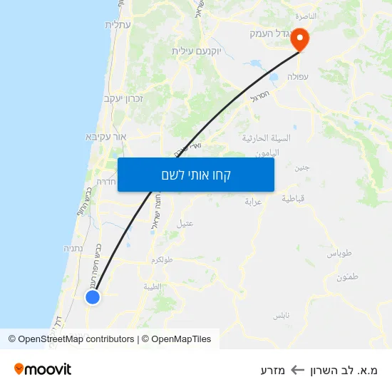 מפת מ.א. לב השרון למזרע