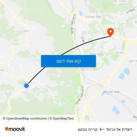 מפת דאלית אל-כרמל לקריית טבעון