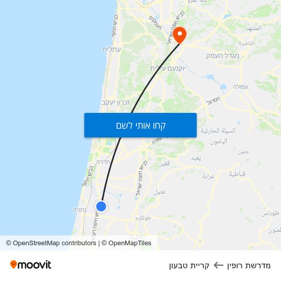 מפת מדרשת רופין לקריית טבעון